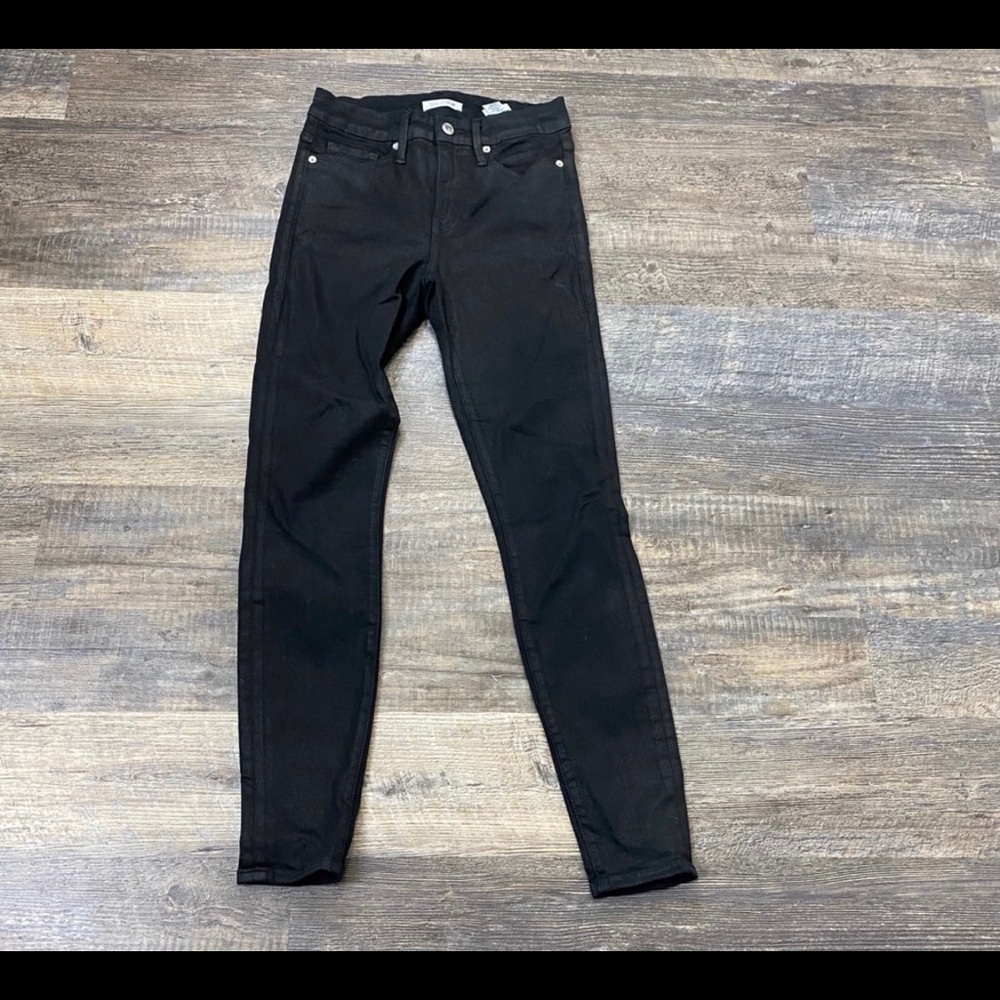 Good American Black Coated Skinny Leg Jeans
